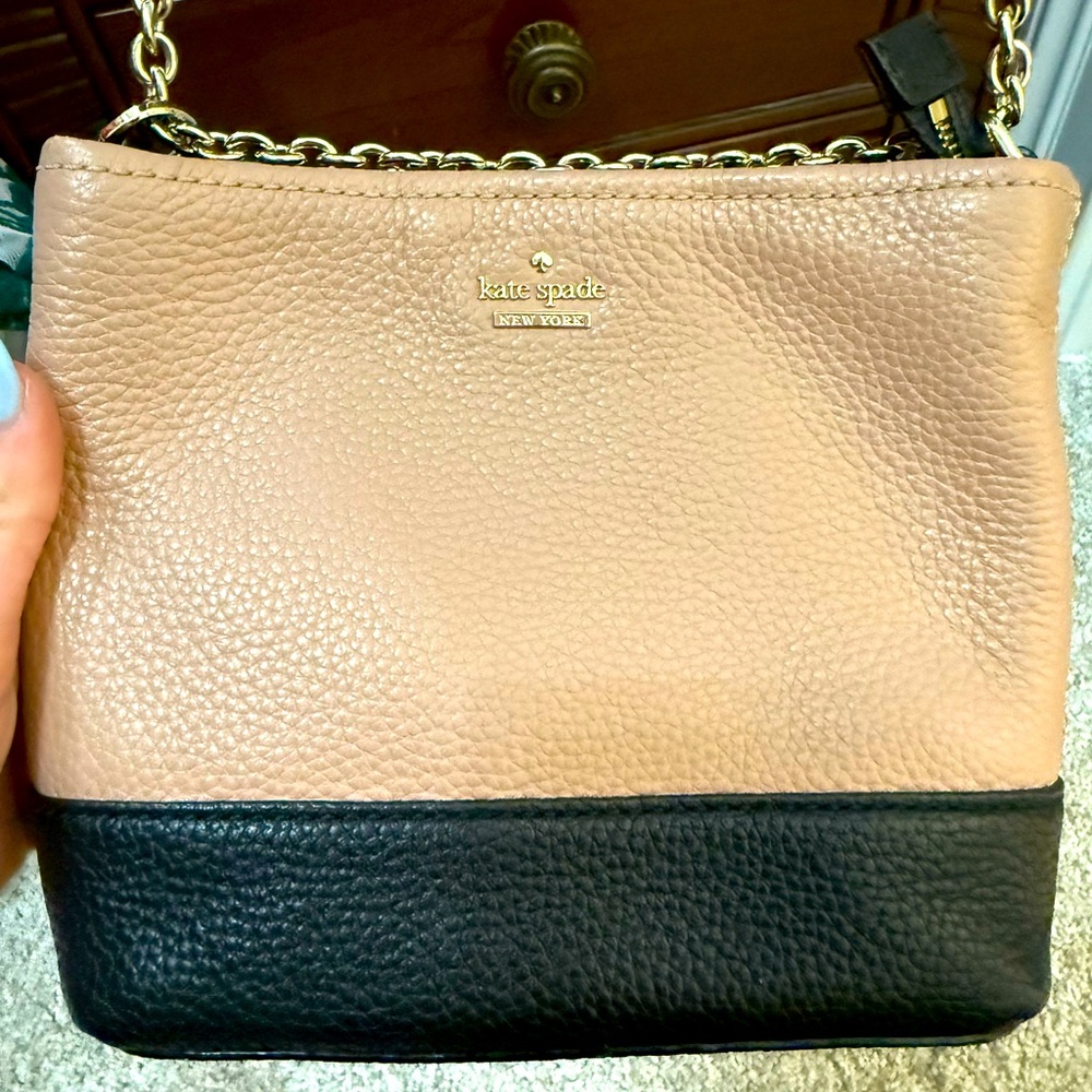 Kate Spade blush pink and Black Leather Shoulder Bag